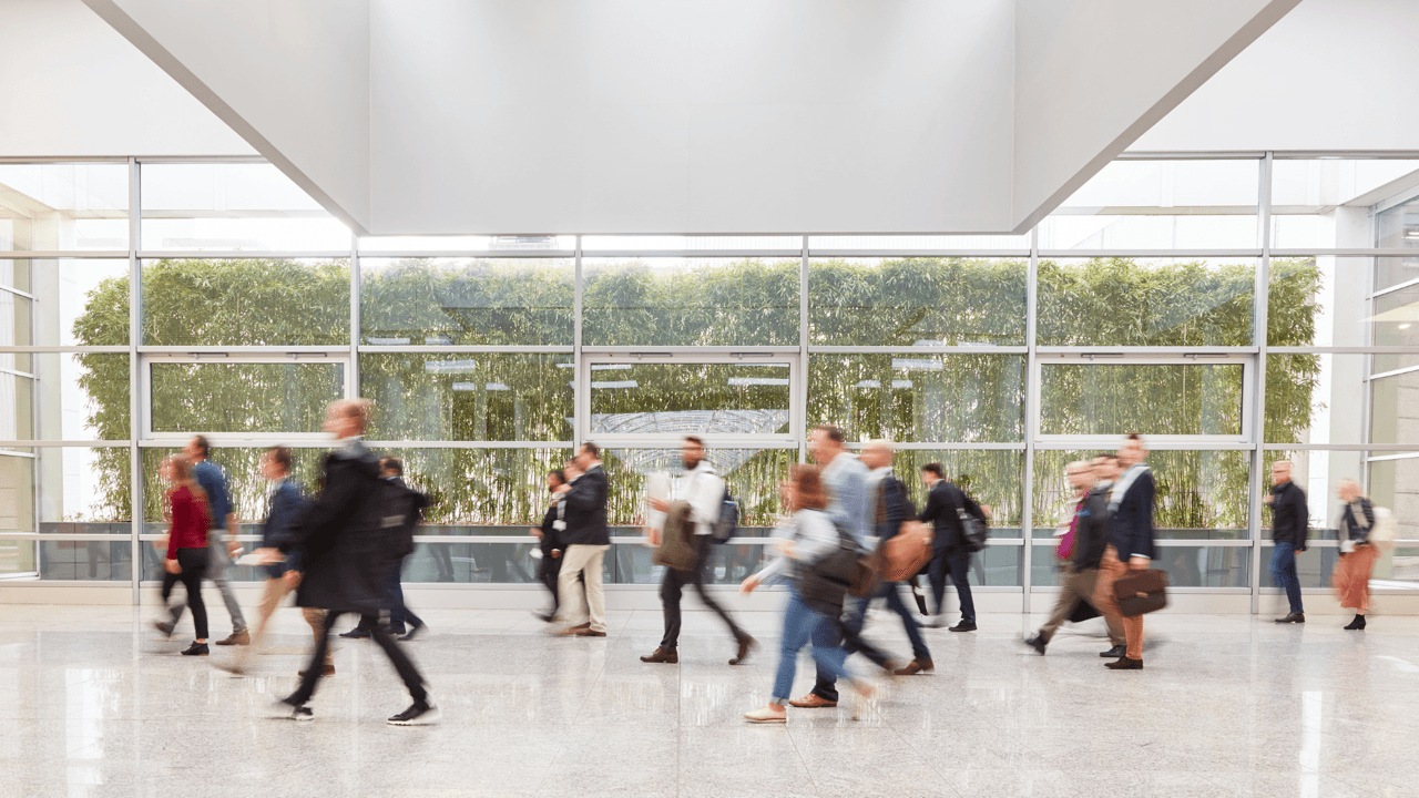 Modern workspace with people collaborating